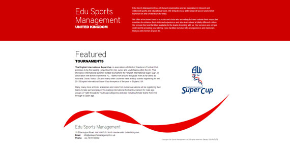 Edu Sports Management UK - Website Design