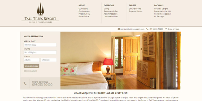 Tall Trees Resort Manali - Website Design
